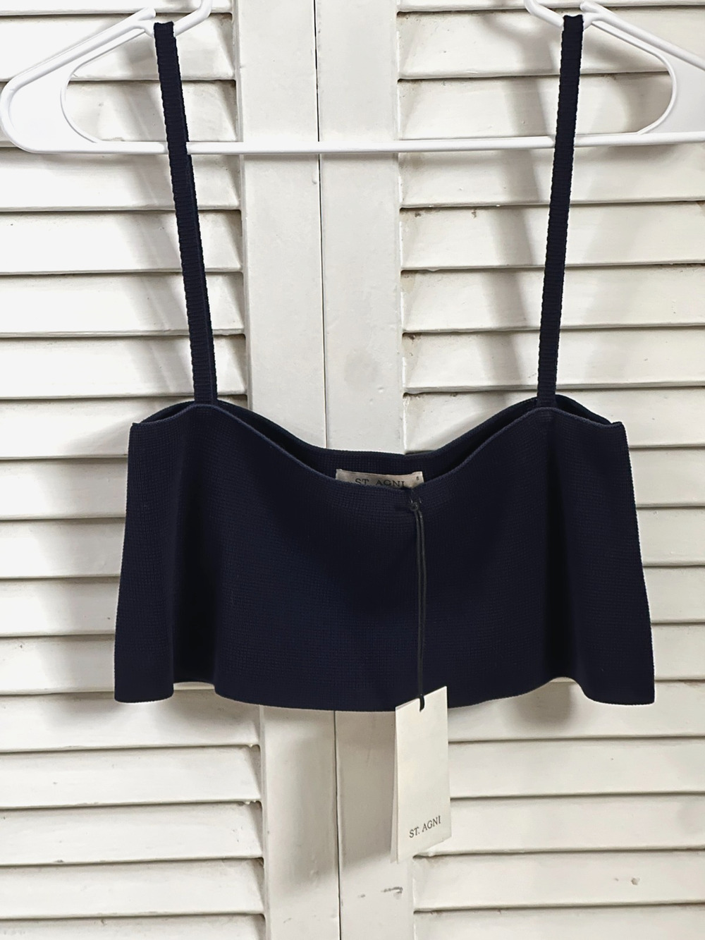 NWT St. Agni Milano Knit Crop Top Navy Small Minimalist Quiet Luxury